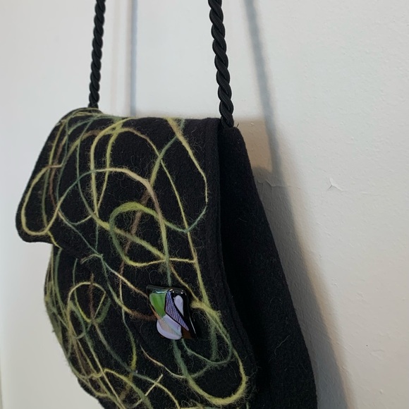 Handmade Wool Felt Embroidery Funky Crossbody Bag - Picture 5 of 11